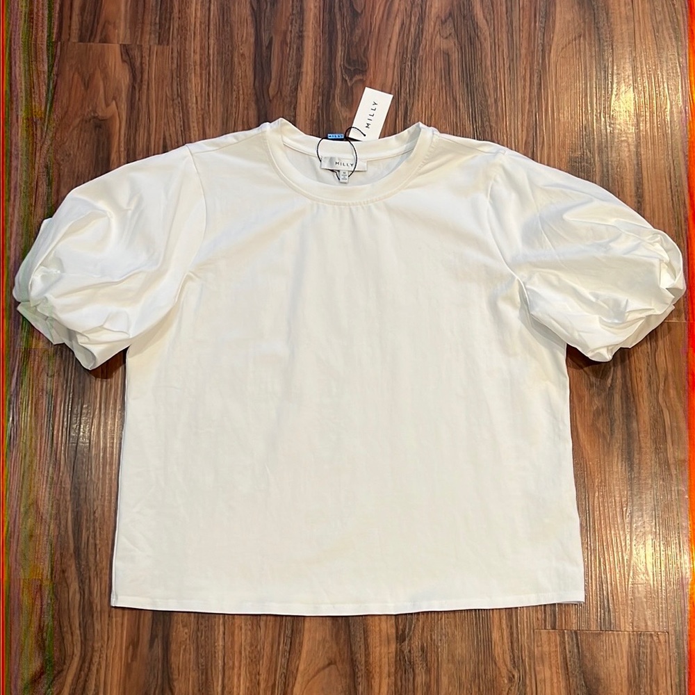 Milly Monica Jersey Poplin Combo Tee - Picture 7 of 14